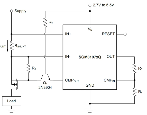SGM8197xQ具有高精度電流檢測功能的高壓負載開關應用圖