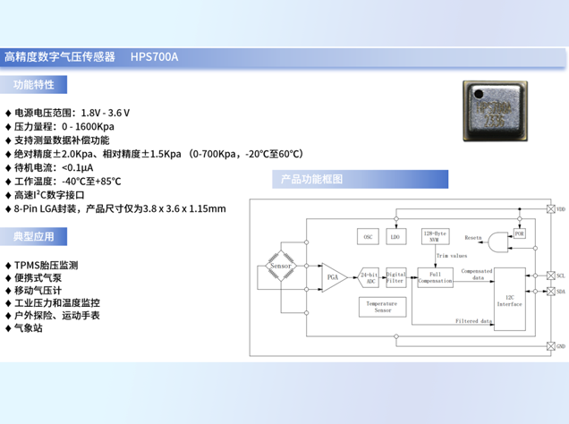 HPS700A：高精度數(shù)字胎壓傳感器
