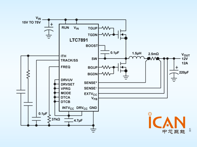 LTC7891：面向GaN的高壓降壓控制器 附引腳圖及典型應(yīng)電路圖